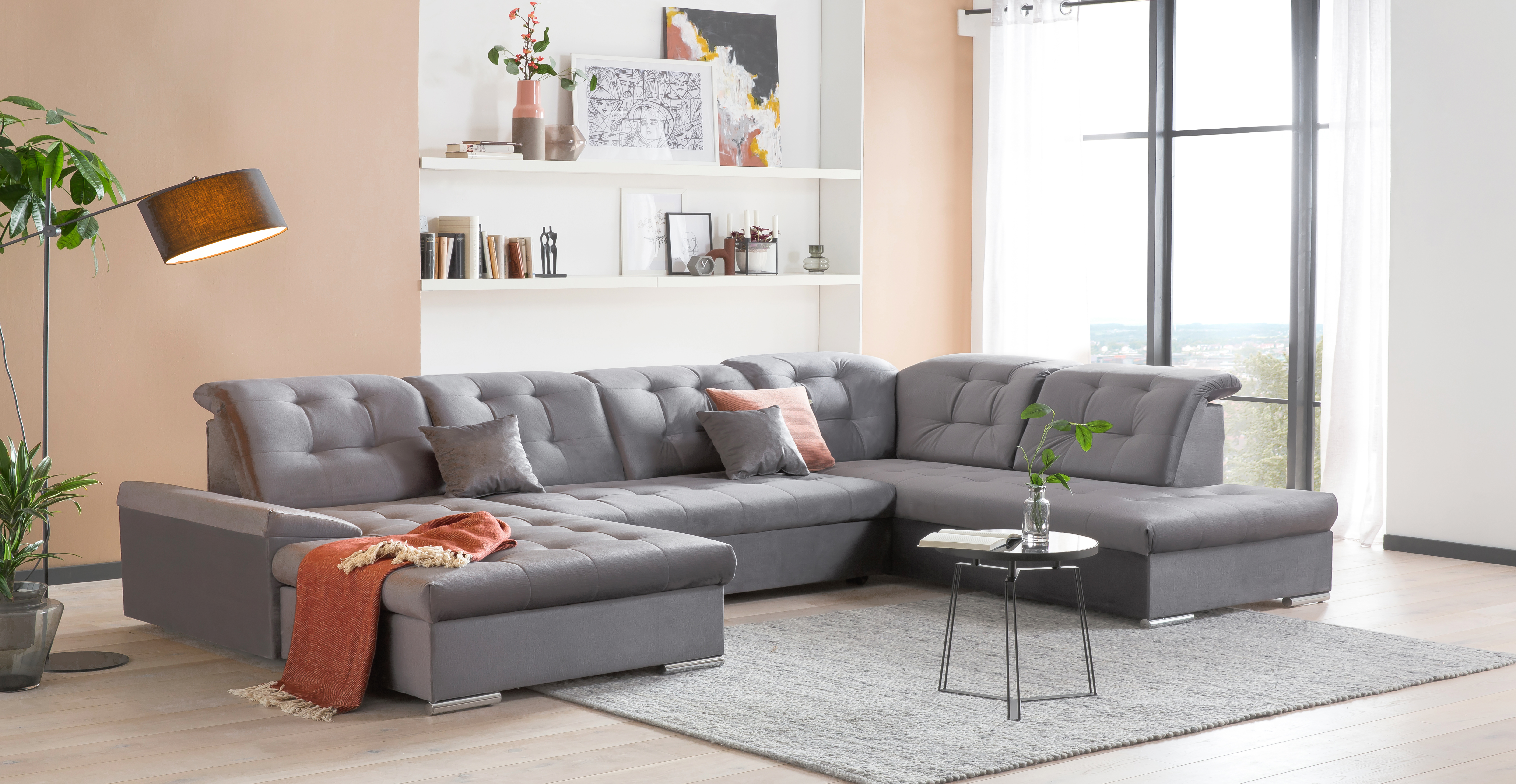 Wohnlandschaft Nebraska – Schlaffunktion, Bettkasten, verstellbare Kopfstützen Wohnlandschaft Nebraska – Schlaffunktion, Bettkasten, verstellbare Kopfstützen