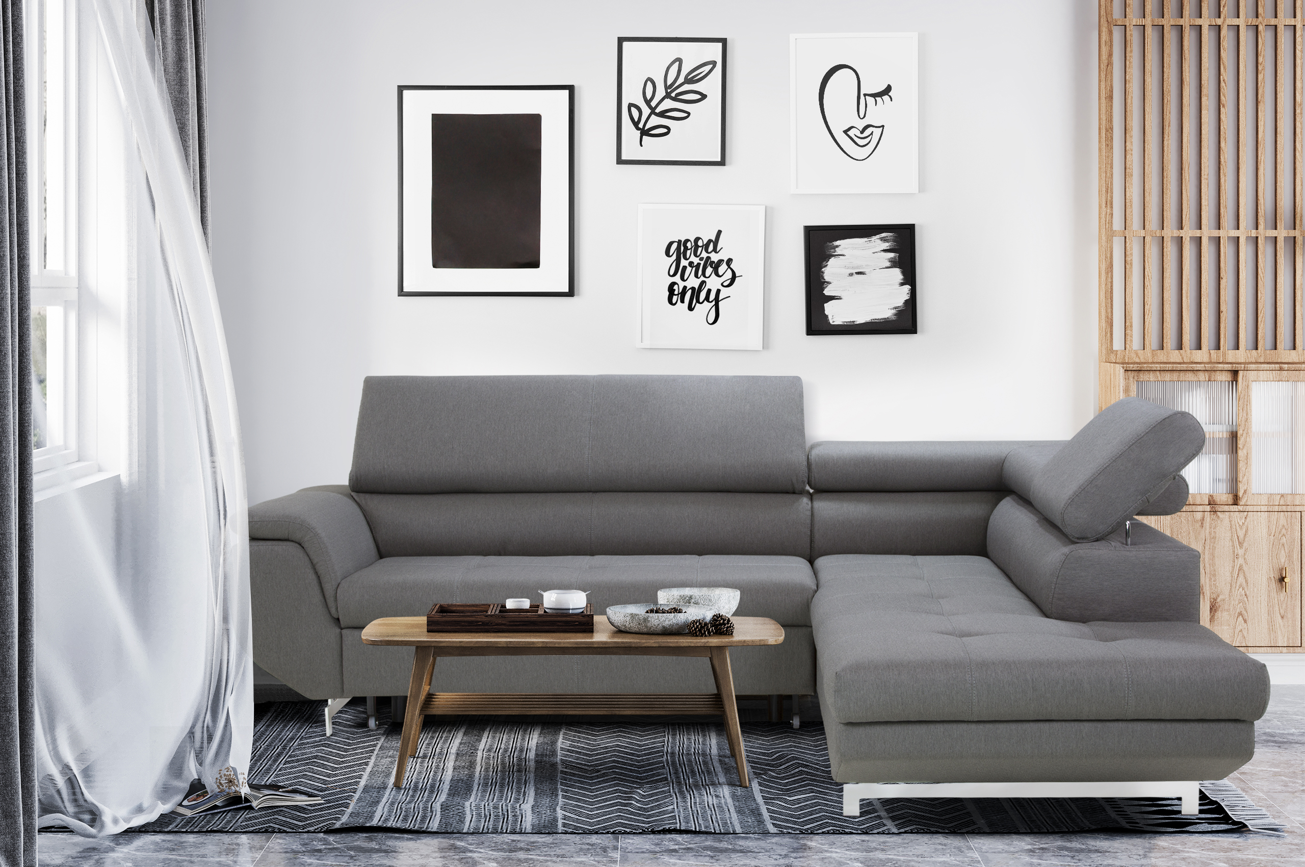 Ecksofa Femm: Stilvolles Design mit Schlaffunktion, Bettkasten und verstellbaren Kopfstützen Ecksofa Femm: Stilvolles Design mit Schlaffunktion, Bettkasten und verstellbaren Kopfstützen
