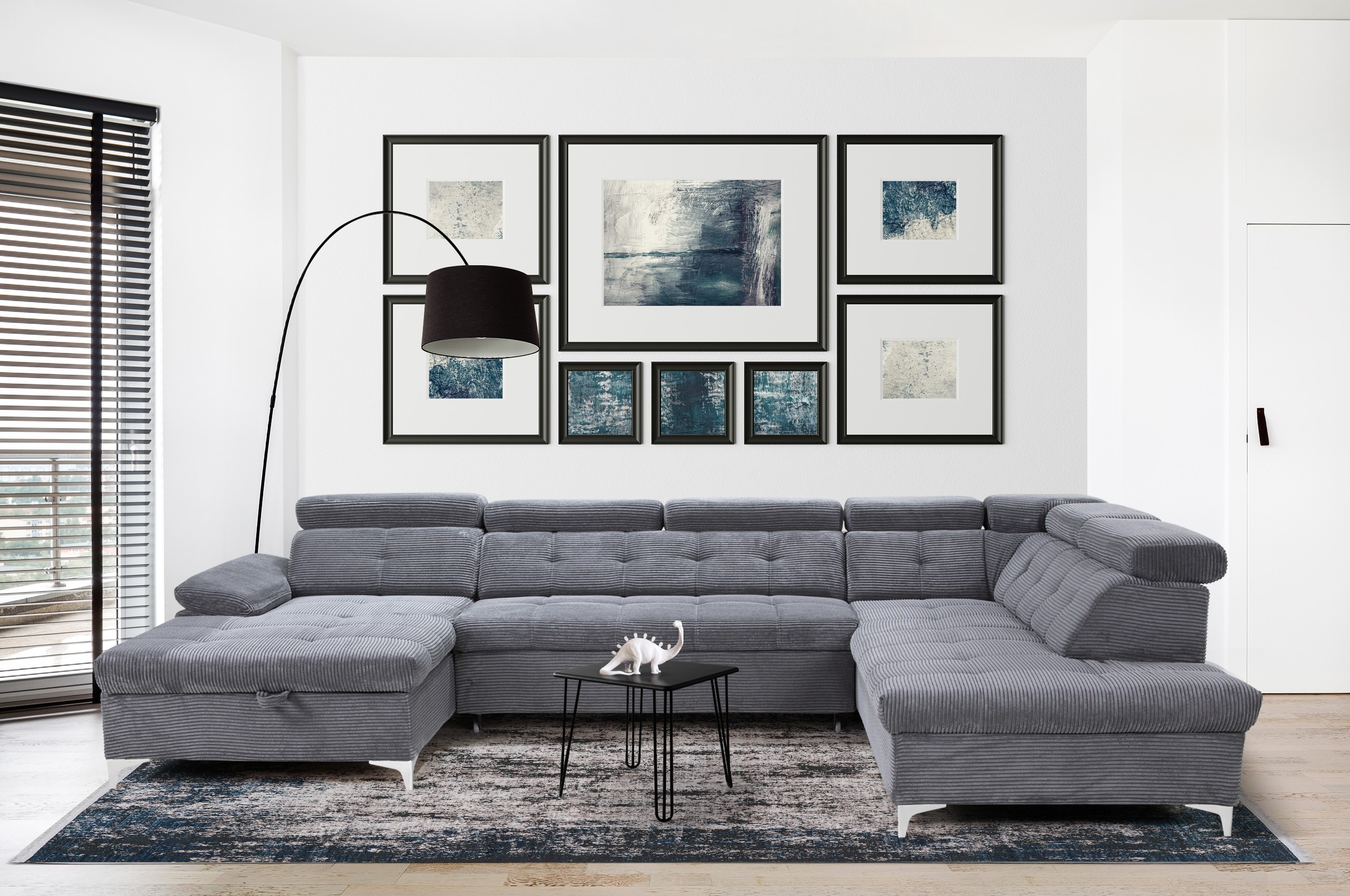 Wohnlandschaft Saturn 2 mit Schlaffunktion, zwei Bettkästen, verstellbare Kopfstützen  Wohnlandschaft Saturn 2 mit Schlaffunktion, zwei Bettkästen, verstellbare Kopfstützen