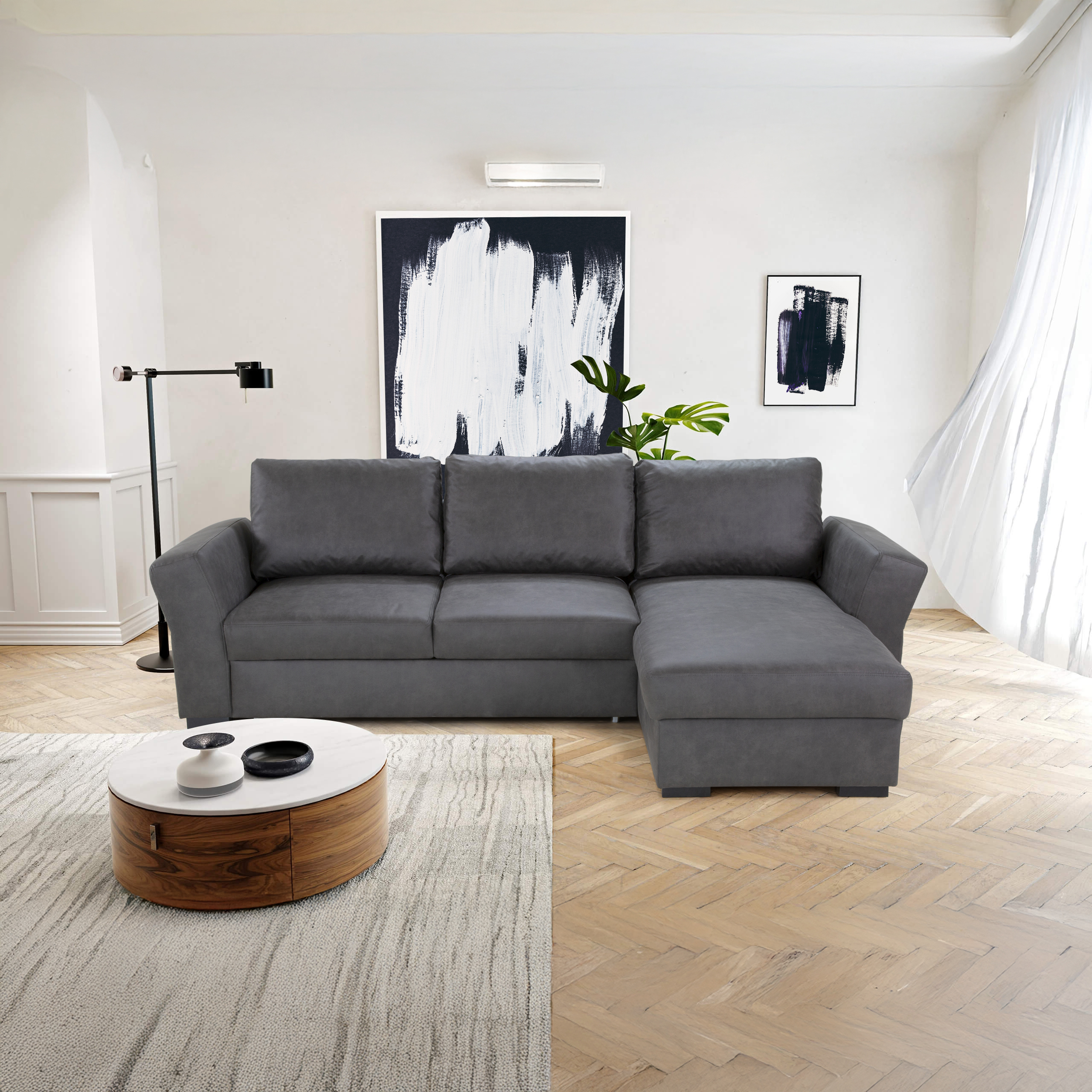 Ecksofa Manuel universell montierbar als Links- oder Rechtssofa mit Schlaffunktion und Bettkasten Ecksofa Manuel universell montierbar als Links- oder Rechtssofa mit Schlaffunktion und Bettkasten